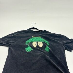Black T-Shirt with Marvin the Martian Green Cartoon Graphic